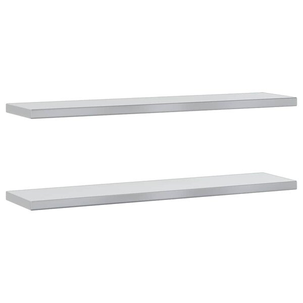 vidaXL Étagères murales 2 Pièces 100x23 5x3 cm argenté acier inoxydable