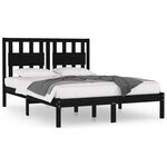 vidaXL Cadre de lit sans matelas noir bois massif 140x190 cm