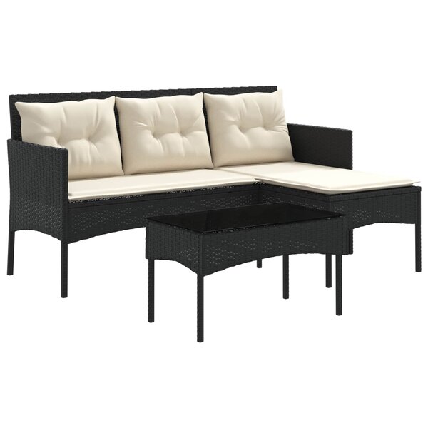 vidaXL Ensemble de canapé de jardin 2 Pièces Noir et Crème polyrotin