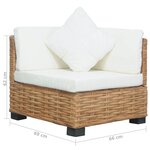 vidaXL Canapé d'angle avec coussins Rotin naturel