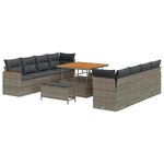 vidaXL Ensemble de canapé de jardin avec coussin 12 Pièces Gris polyrotin