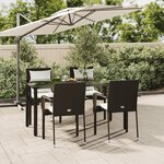 vidaXL Ensemble à manger de jardin coussins 5Pièces Noir Résine tressée