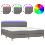 vidaXL Sommier à lattes de lit et matelas et LED Gris foncé 160x200 cm