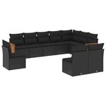 vidaXL Salon de jardin 10 Pièces avec coussins noir résine tressée
