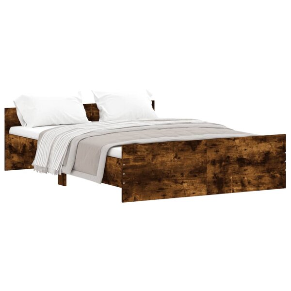 vidaXL Cadre de lit tête de lit et pied de lit chêne fumé 135x190 cm