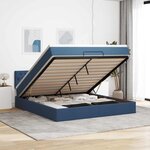 vidaXL Lit ottoman avec matelas et LED bleu 180x200cm tissu