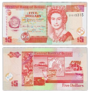 Billet de Collection 5 dollars 2020 Belize - Neuf - p67