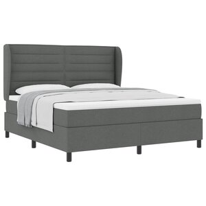 vidaXL Lit à ressorts avec matelas Gris foncé 180 x 200 cm tissu