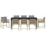 vidaXL Ensemble de Salle à Manger de Jardin 9 Pièces avec Coussins Beige Rattan Poly
