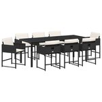 vidaXL Ensemble de salle à manger pour jardin 9 Pièces Noir polyrotin