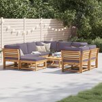 vidaXL Salon de jardin avec coussins 10 Pièces bois massif d'acacia
