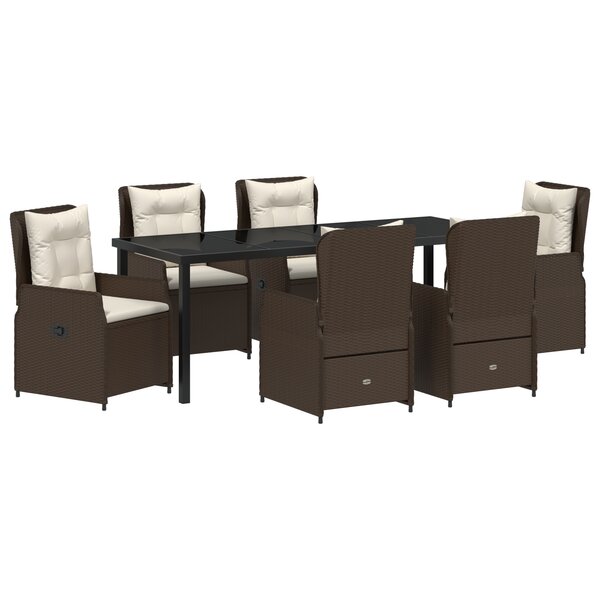 Ensemble de Salle à Manger de Jardin 7 Pièces vidaXL Marron en Rattan Poly