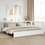 vidaXL Lit bibliothèque sans matelas blanc 200x200 cm bois pin massif