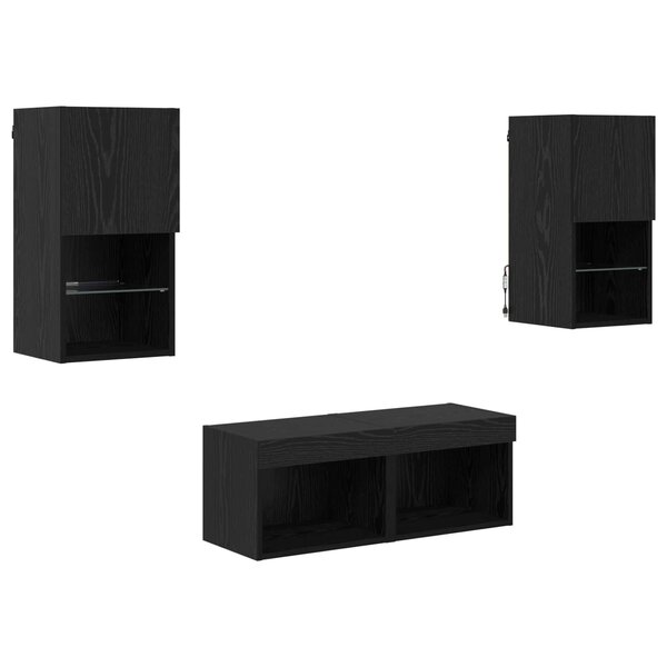 vidaXL Meubles TV muraux 4 Pièces Chêne noir Bois d'ingénierie