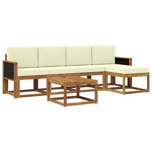 vidaXL Ensemble de canapés d'extérieur 6 pc Naturel et Crème Polyester