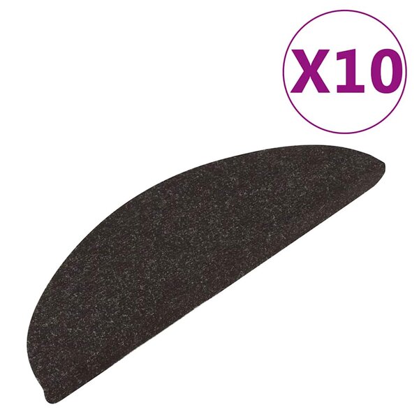 vidaXL Tapis d'escalier auto-adhésifs 10 Pièces noir 56x17x3 cm