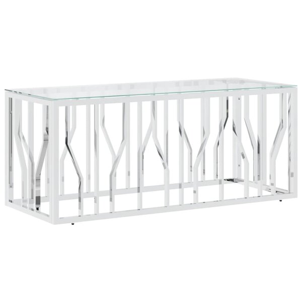 vidaXL Table basse 110x45x45 cm acier inoxydable et verre