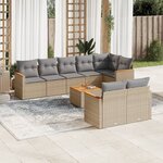 vidaXL Salon de jardin avec coussins 9 Pièces beige résine tressée
