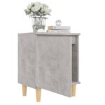 vidaXL Table de chevet avec pieds en bois Gris béton 40x30x50 cm