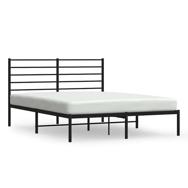 vidaXL Cadre de lit métal sans matelas avec tête de lit noir 140x200cm