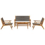 vidaXL Chaises de jardin avec table 4 Pièces Gris 90 x 45 x 40 cm