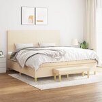 vidaXL Sommier à lattes de lit avec matelas Crème 200x200 cm Tissu