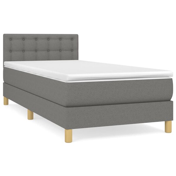vidaXL Sommier à lattes de lit avec matelas Gris foncé 90x200 cm Tissu