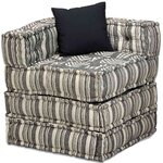 vidaXL Pouf modulaire à 4 places Gris rayé Tissu