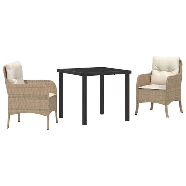 vidaXL Ensemble de salle à manger pour jardin 3 Pièces Beige Poly rotin