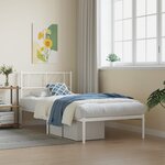 vidaXL Cadre de lit métal sans matelas avec tête de lit blanc 90x190cm