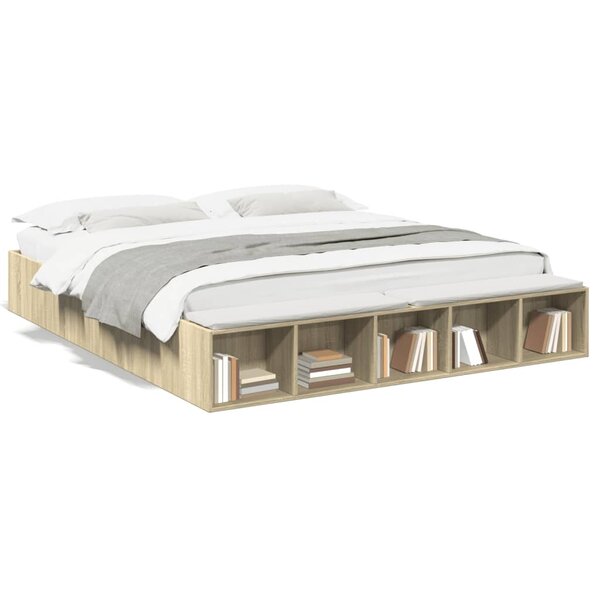 vidaXL Cadre de lit sans matelas chêne sonoma 200x200 cm