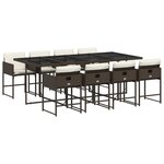 vidaXL Ensemble à manger de jardin et coussins 9 Pièces marron poly rotin