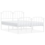 vidaXL Cadre de lit métal sans matelas et pied de lit blanc 135x190 cm