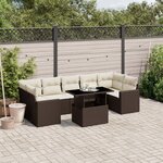 vidaXL Salon de jardin 8 Pièces avec coussins marron résine tressée