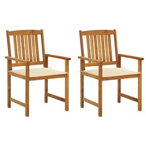 vidaXL Chaises de jardin avec coussins lot de 2 Bois d'acacia massif