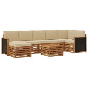vidaXL Ensemble de canapés d'extérieur avec coussin 7 Pièces Naturel