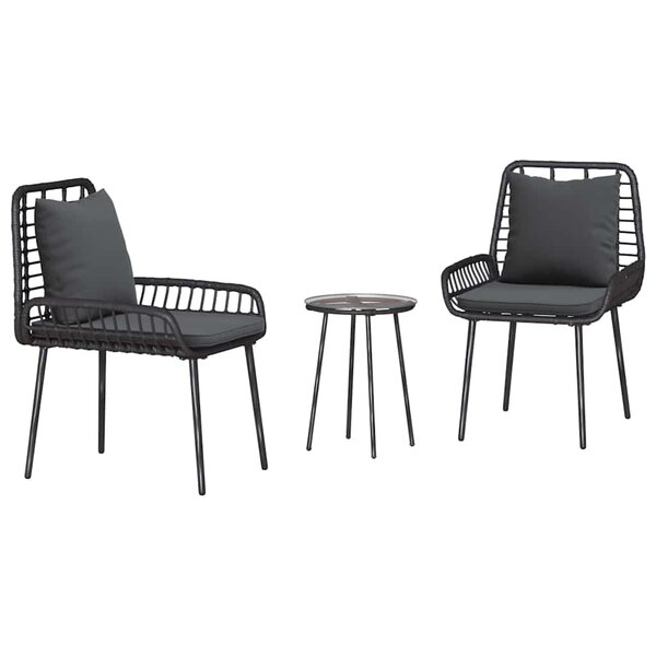 vidaXL Ensemble de salle à manger pour jardin 3 Pièces Noir et anthracite