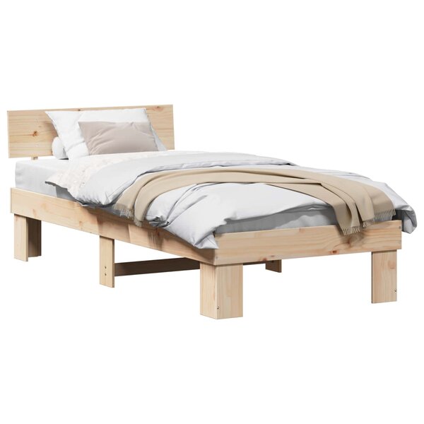 vidaXL Cadre de lit avec tête de lit Naturel 90 x 200 cm Pin massif