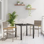 vidaXL Ensemble de repas de jardin 3 pièces Gris Poly Rattan