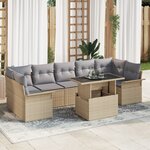 Ensemble de canapé de jardin de 8 pièces vidaXL avec coussins beige poly rotin