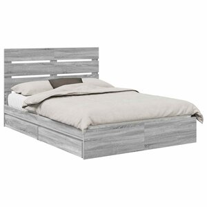 vidaXL Lit de Rangement Gris Sonoma 150 x 200 cm Bois d'ingénierie