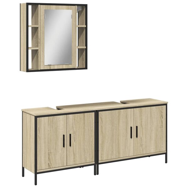 vidaXL Ensemble d'armoires de salle de bain 3 Pièces chêne sonoma