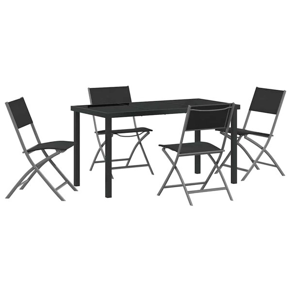 vidaXL Ensemble de salle à manger pour jardin Pliant 5 Pièces Noir
