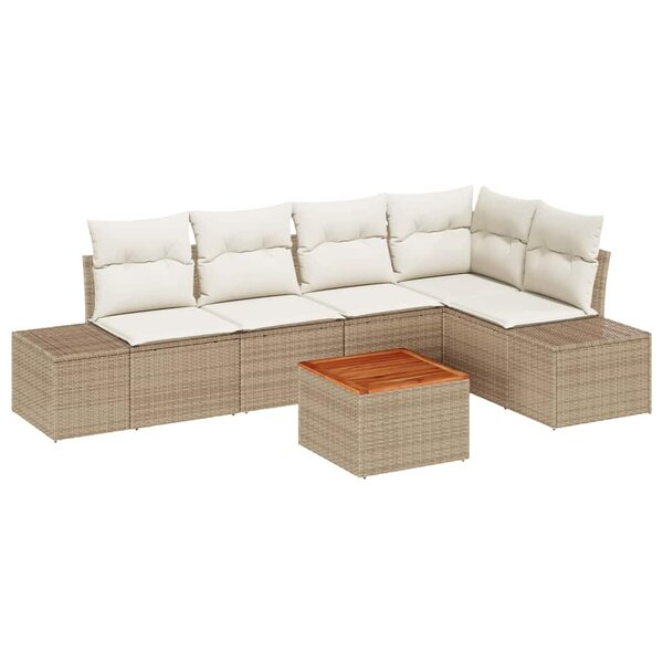 vidaXL Ensemble de canapé de jardin 6 Pièces Beige et blanc