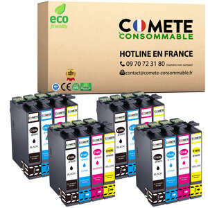 COMETE  Marque française - 16XL - 16 Cartouches d'Encre Compatibles avec EPSON 16 XL T1631 Stylo Plume - pour Cartouche Epson WF 2510 Workforce WF 2010 2530 2540 (4 Noirs 4 Cyan 4 Magenta 4 Jaunes)-Livraison Gratuite