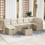 vidaXL Ensemble de canapé de jardin avec coussin 8 Pièces beige et crème