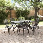 vidaXL Ensemble de salle à manger pour jardin 7 Pièces Noir Aluminium