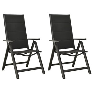vidaXL Chaises pliables de jardin lot de 2 Textilène et aluminium Noir