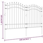 vidaXL Clôture de jardin avec sommet de lance Noir 165 cm