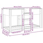 vidaXL Lit Superposé pour Enfants Gris béton 75 x 190 cm